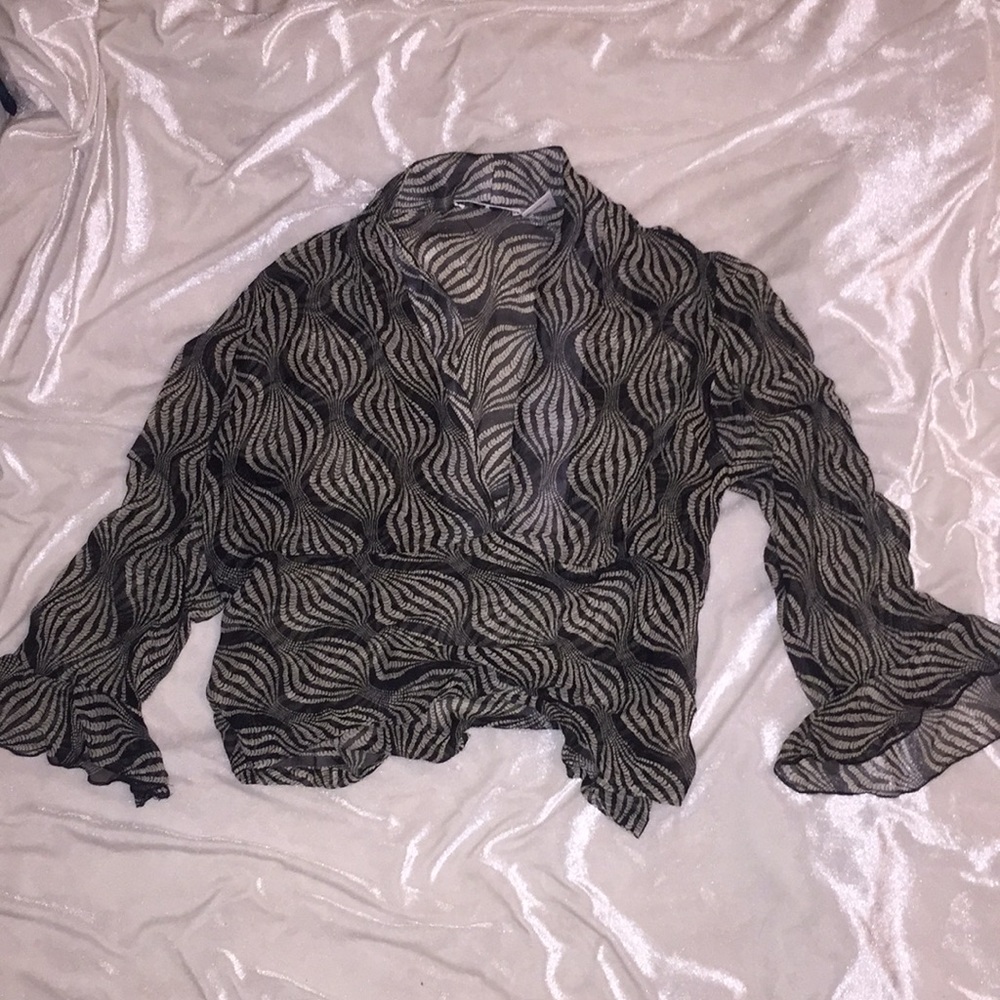 Once 1 Again Silk 3/4 length Sheer Blouse